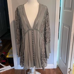 FREE PEOPLE LOVESTONED LACE BUTTON TUNIC/MINI DRESS